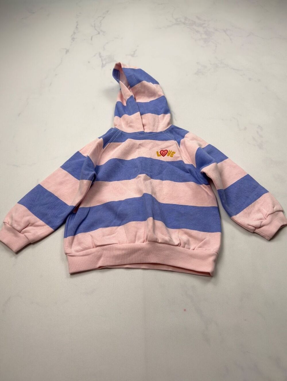 Old Navy Love Hoodie Sweatshirt Pink Blue 2010s - Girls 2T